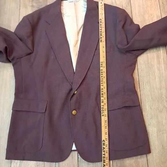 Stafford Men's 46S Burgundy red Gold Blazer Jacket Sport Coat 46 SHORT Christmas